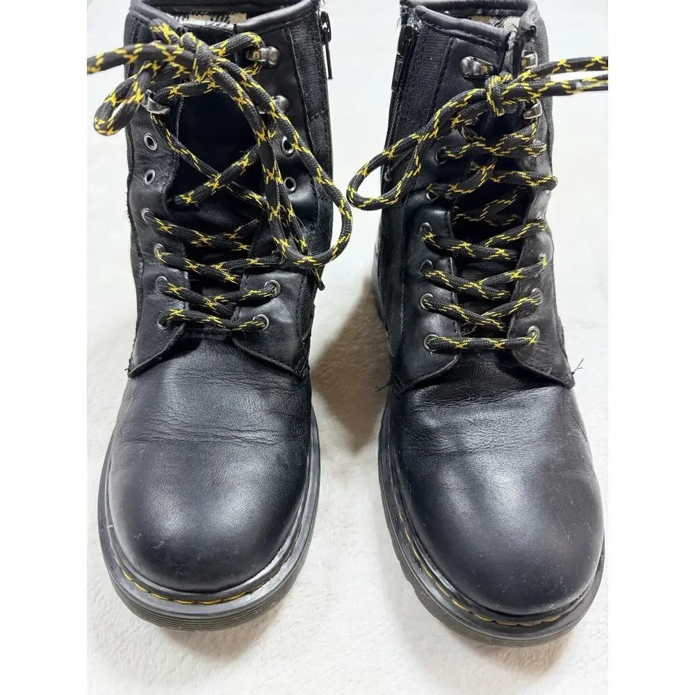 Dr. Martens 1460 Panel Y Ladies 7 Plaid Lined Black Combat Boots Modern Craft